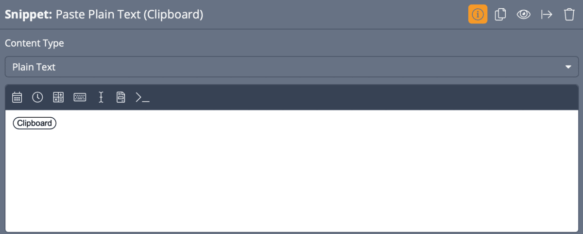 Putting (Clipboard) in the Snippet label to document it